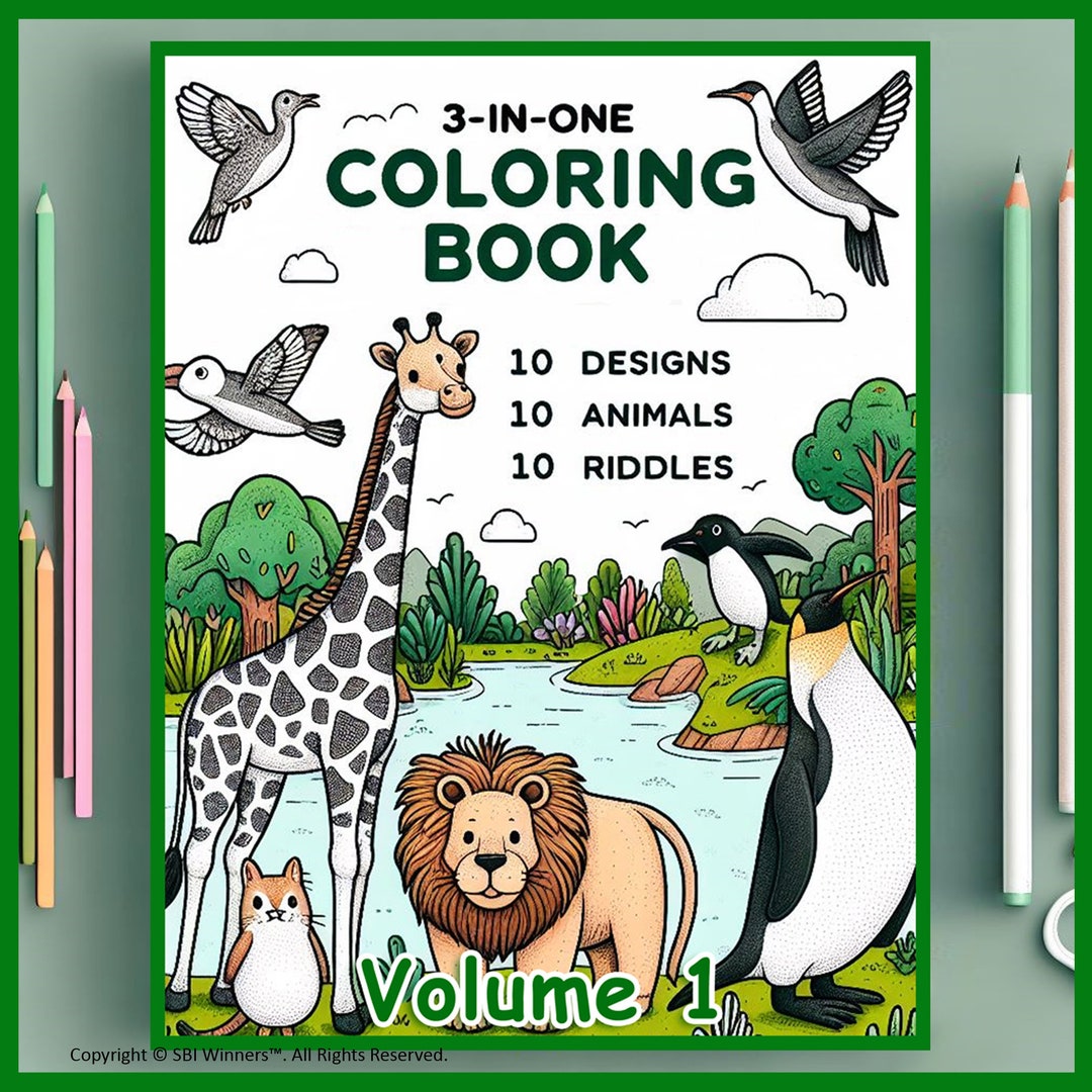Entire VOLUME #1, DARK GREEN Riddle Book Coloring Collection! 10 ...
