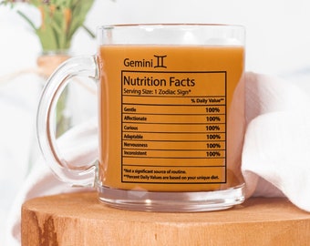 Gemini Birthday Gift | Gemini Nutrition Facts Mug | Gemini Gift for Her | Gemini Mom GIft | Gemini Astrology Gifts | Gemini Coffee Mug