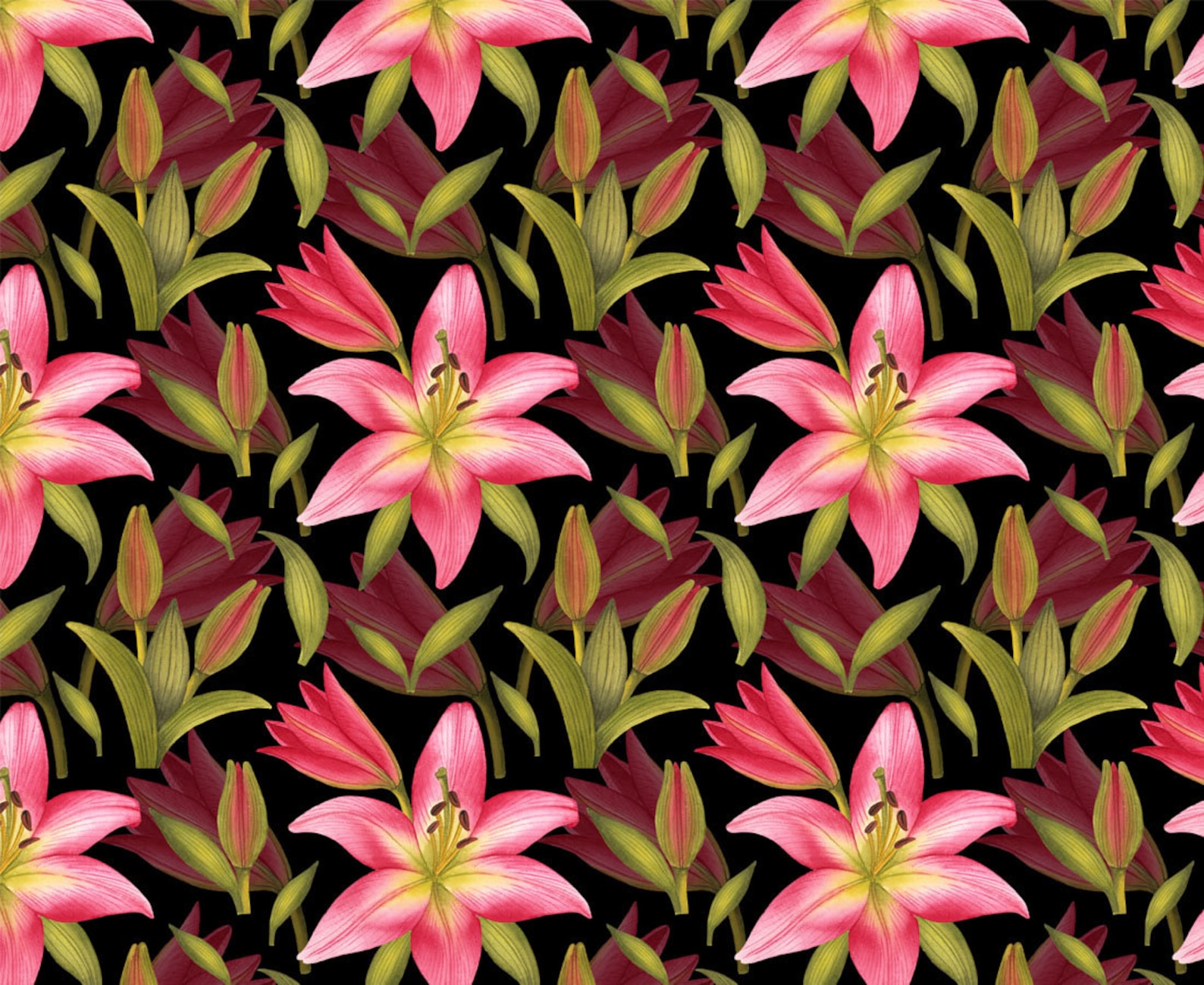Lily Seamless Pattern Digital Paper Flower Fabric Pattern Etsy