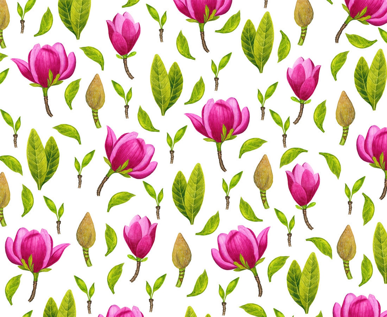 Magnolia seamless pattern digital paper flower fabric | Etsy