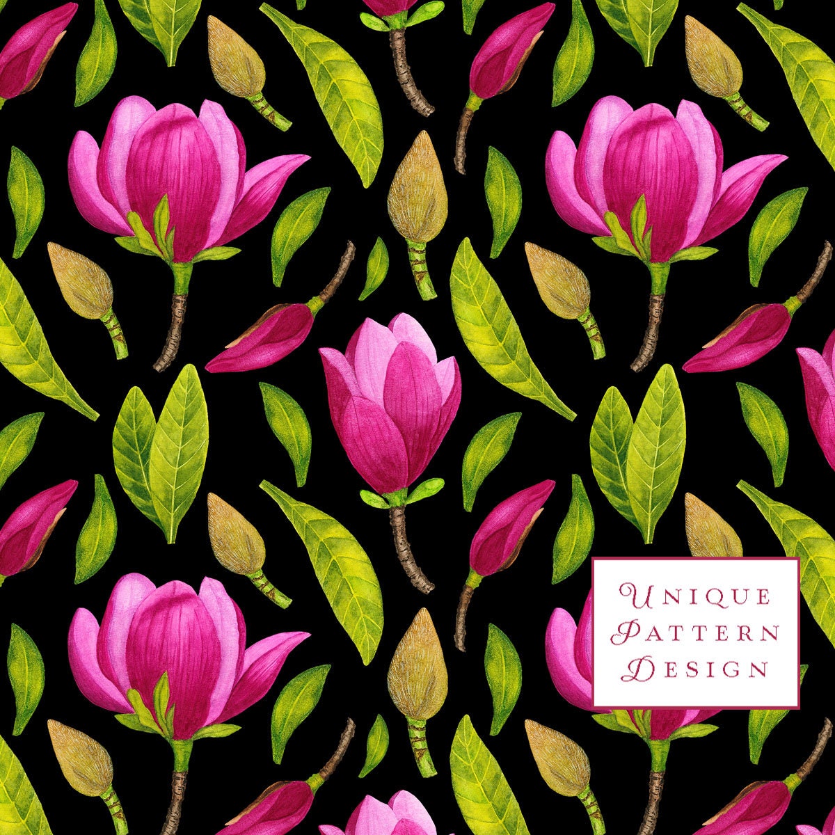 Magnolia seamless pattern digital paper flower fabric | Etsy