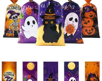 Sorciers citrouilles sombres d'Halloween en sachets. Liens inclus. 12,5 x 27,2 cm Lot de 10, 25, 50 ou 100 cm. LIVRAISON GRATUITE AU ROYAUME-UNI