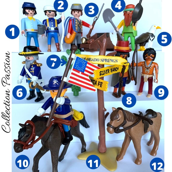 PLAYMOBIL Figure CAVALRY CIVIL War horse Western Playmobile vintage figurines - Children toys to develop their imagination - Union soldier