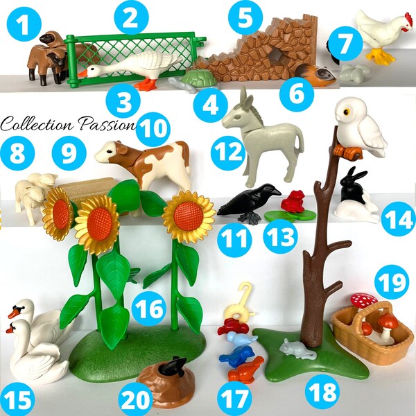 DONKEY ANIMAL Farm Gifts PLAYMOBIL Pick one - Swan decor - Sheep and tortoise - Foal cake topper - Owl figurine cupcake toppers decorations