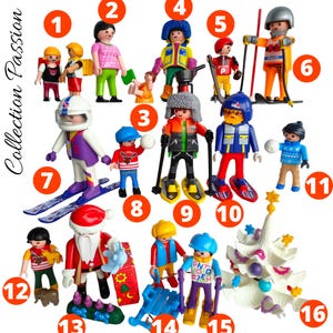 PLAYMOBIL CHRISTMAS SANTA Claus gift Winter Ski Mountain - City Kids Toys - Playmobile vintage figurines - Baby figure and Pregnant Mother