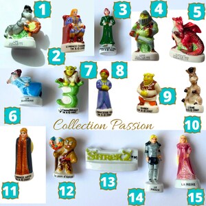 Choose SHREK FIONA DONKEY miniature porcelain mini figure ceramic tiny porcelain, Cupcake topper decoration, Dreamwork figure, King cake