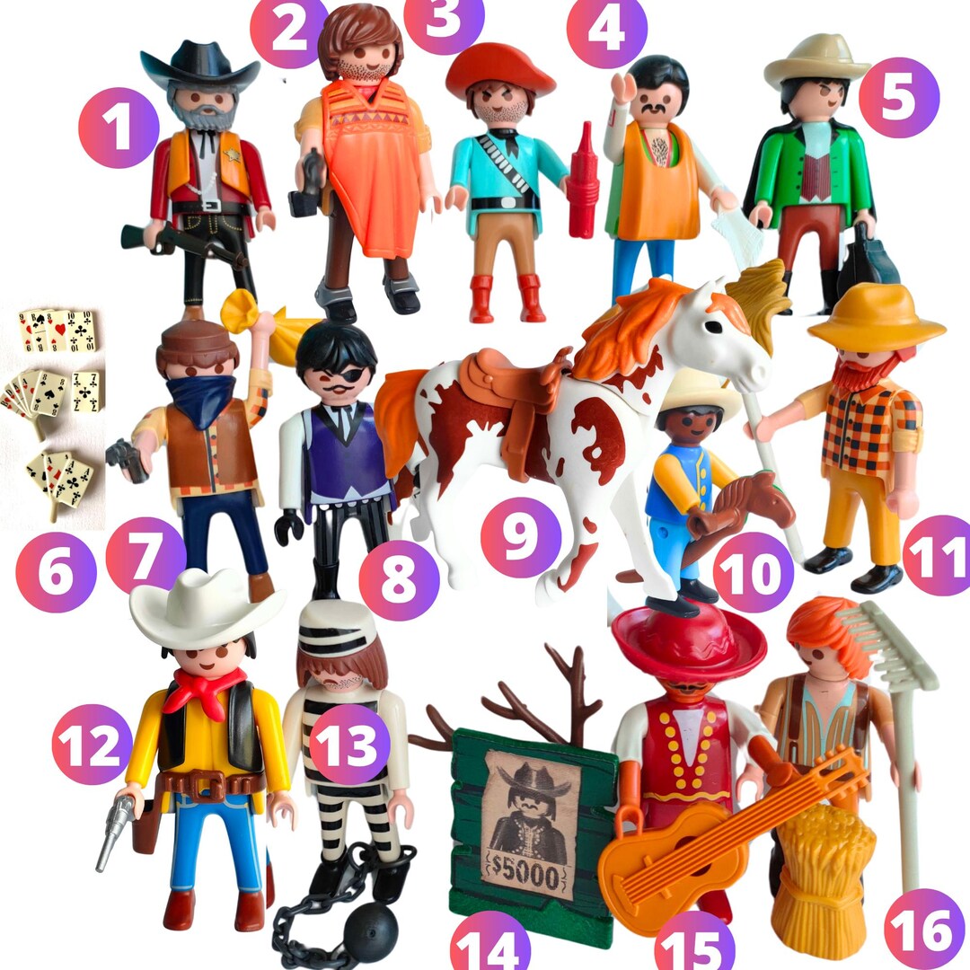 Elige una figura de PLAYMOBIL COWBOY Figuras vintage de Playmobile del  Oeste Juguetes para niños para desarrollar su imaginación y jugar Lucky 