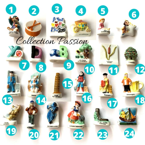 FRENCH FEVES miniature figure, mini ceramic figurines, perfect decor for birthday cupcakes topper