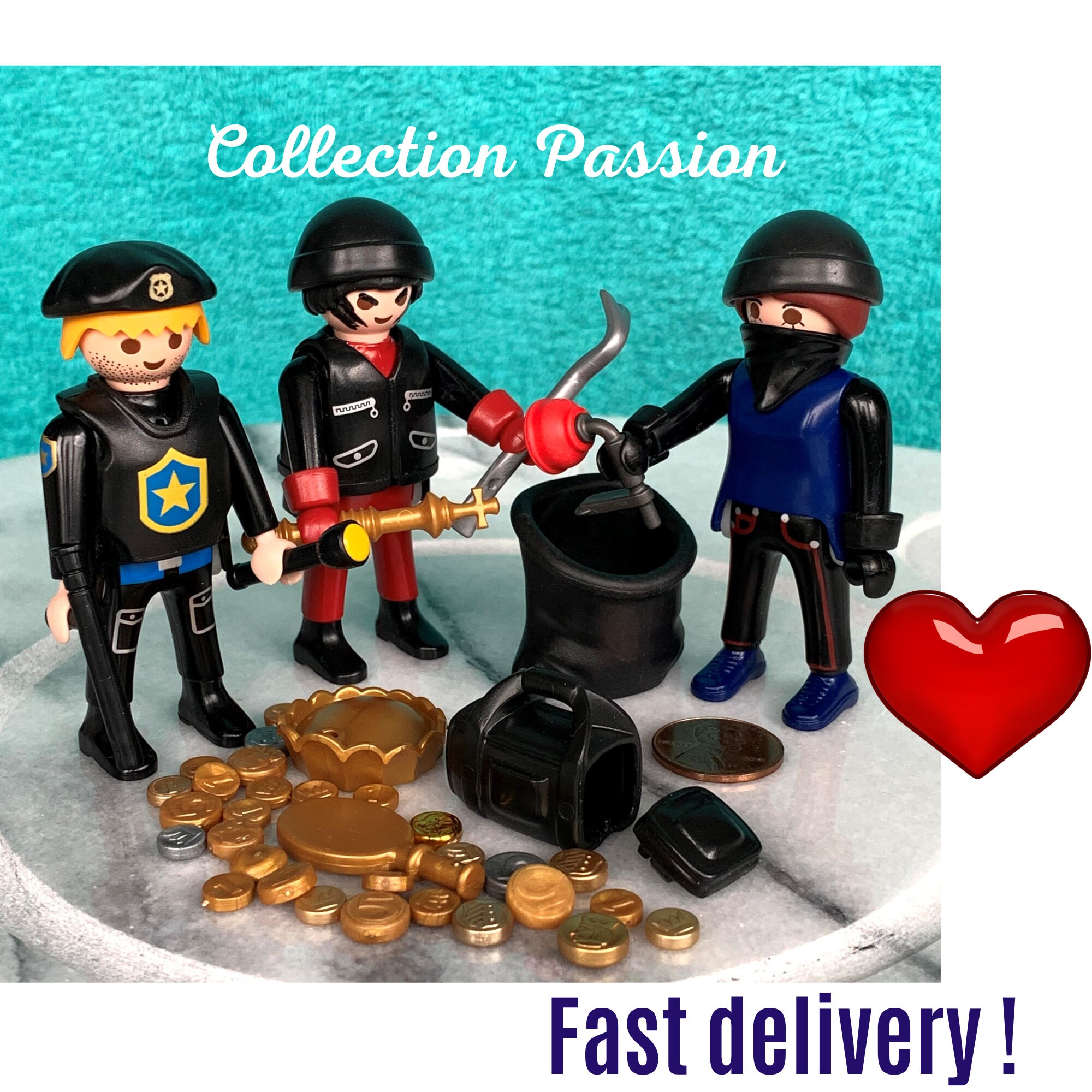 PLAYMOBIL POLICE and THIEF Figure Toy Bank Bandit
