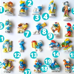 Feve of your choice SMURF Cake toppers miniature hand painted porcelain mini ceramic figure, vintage tiny French porcelain feves for decoration