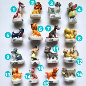 LADY THE TRAMP Fève collection miniature porcelaine Dog mini figure King Cake topper ceramic decoration tiny french porcelain dollhouse