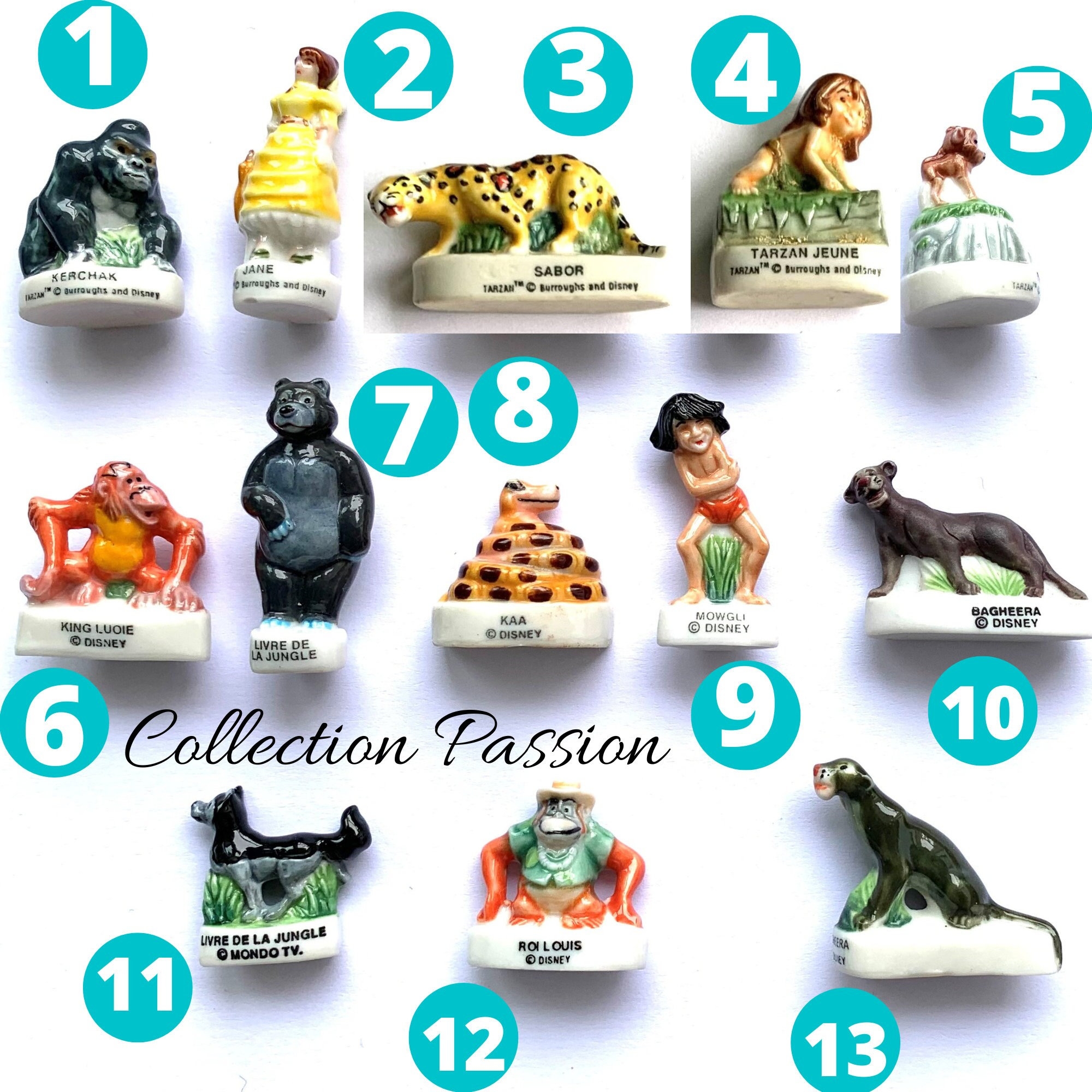 Fève DISNEY TARZAN JUNGLE book miniature porcelaine brillante mini