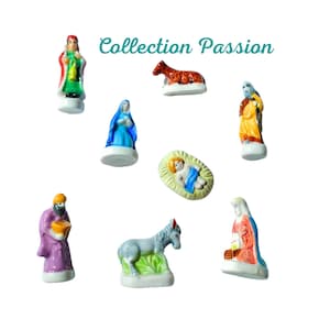 Miniature NATIVITY SCENE porcelain mini figure, ceramic tiny porcelain, child Jesus of the manger, Christianity, Santon of the Holy Family
