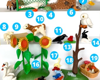 DONKEY ANIMAL Farm Gifts PLAYMOBIL Pick one - Swan decor - Sheep and tortoise - Foal cake topper - Owl figurine cupcake toppers decorations