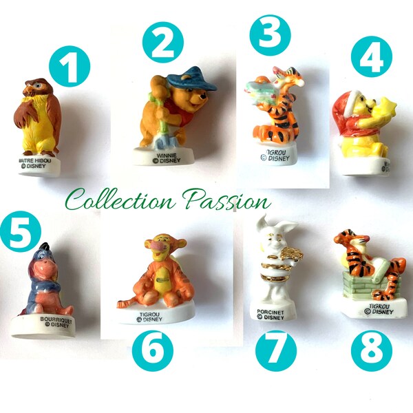 WINNIE THE POOH miniature porcelain, Bean of your choice, mini figure Cartoon Winnie the Pooh tiny ceramic figurines, Winnie cake topper