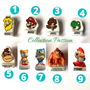 Miniatur-Porzellanfigur von SUPER MARIO BROS, Bohne Ihrer Wahl, Minifigur von Prinzessin Peach, winzige Luigi-Keramikfiguren, Gänseblümchen-Kuchenaufsatz