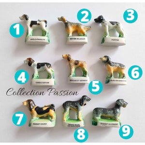 Feve au choix DOG Cake toppers Dogs miniature porcelain mini ceramic figure tiny french porcelaine feves for decoration, Basset Hound Cocker