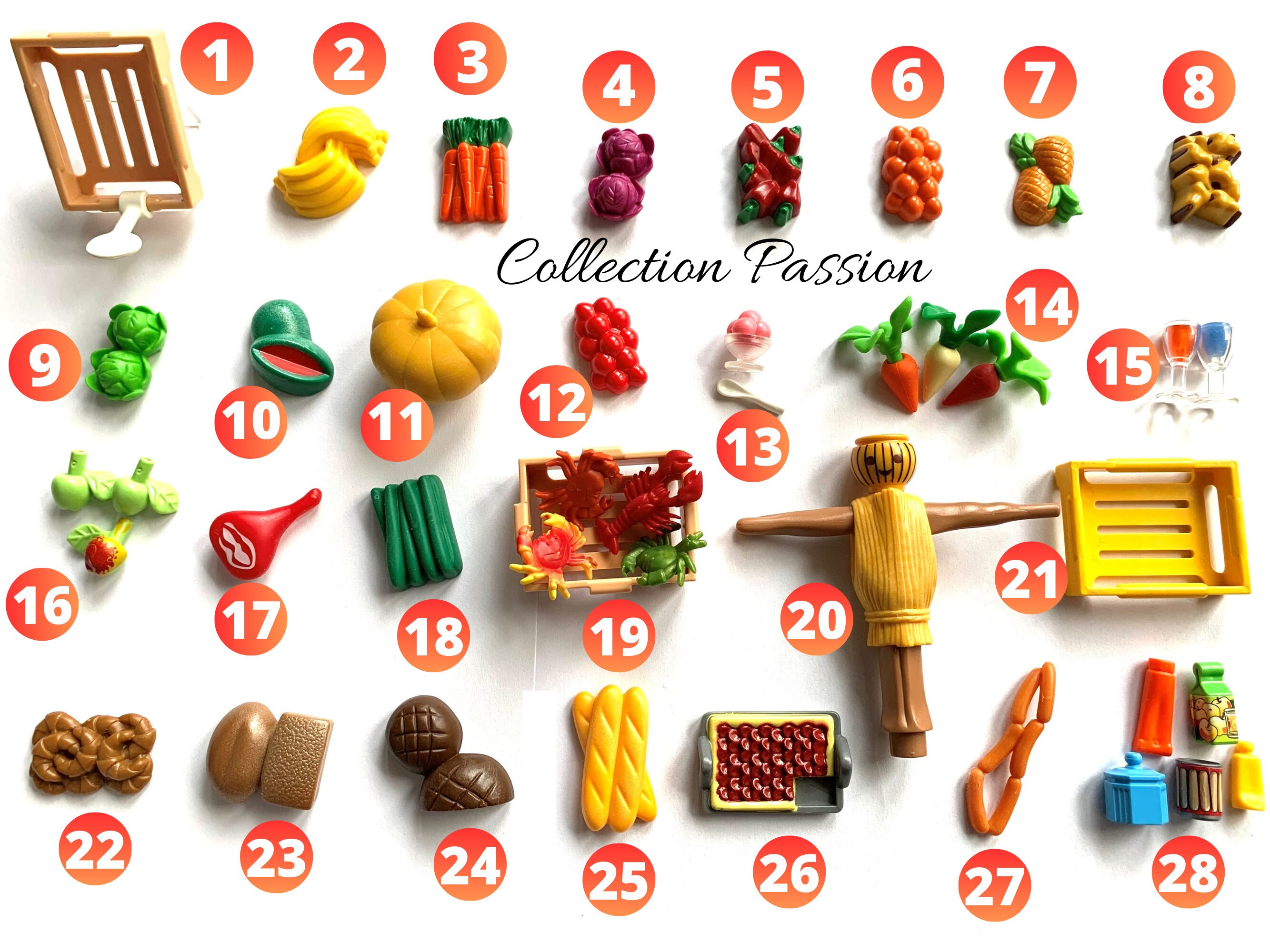 PLAYMOBIL FOOD Miniature for Vintage Figurines Tiny Market Fruits