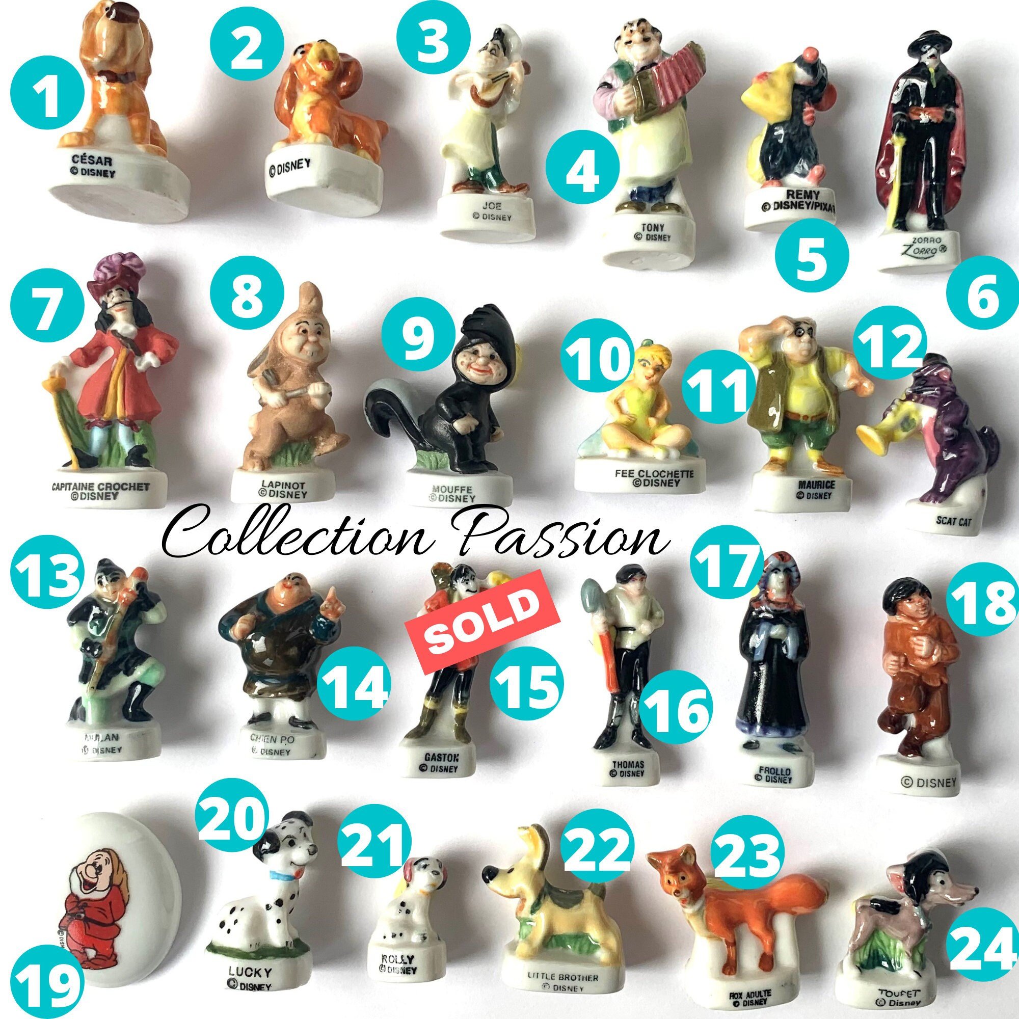 French FEVES DISNEY Miniature Figure, Mini Ceramic Figurines, King Cake  Perfect Decor for Birthday Cupcakes Topper, Dwarf, Mulan, Bambi 