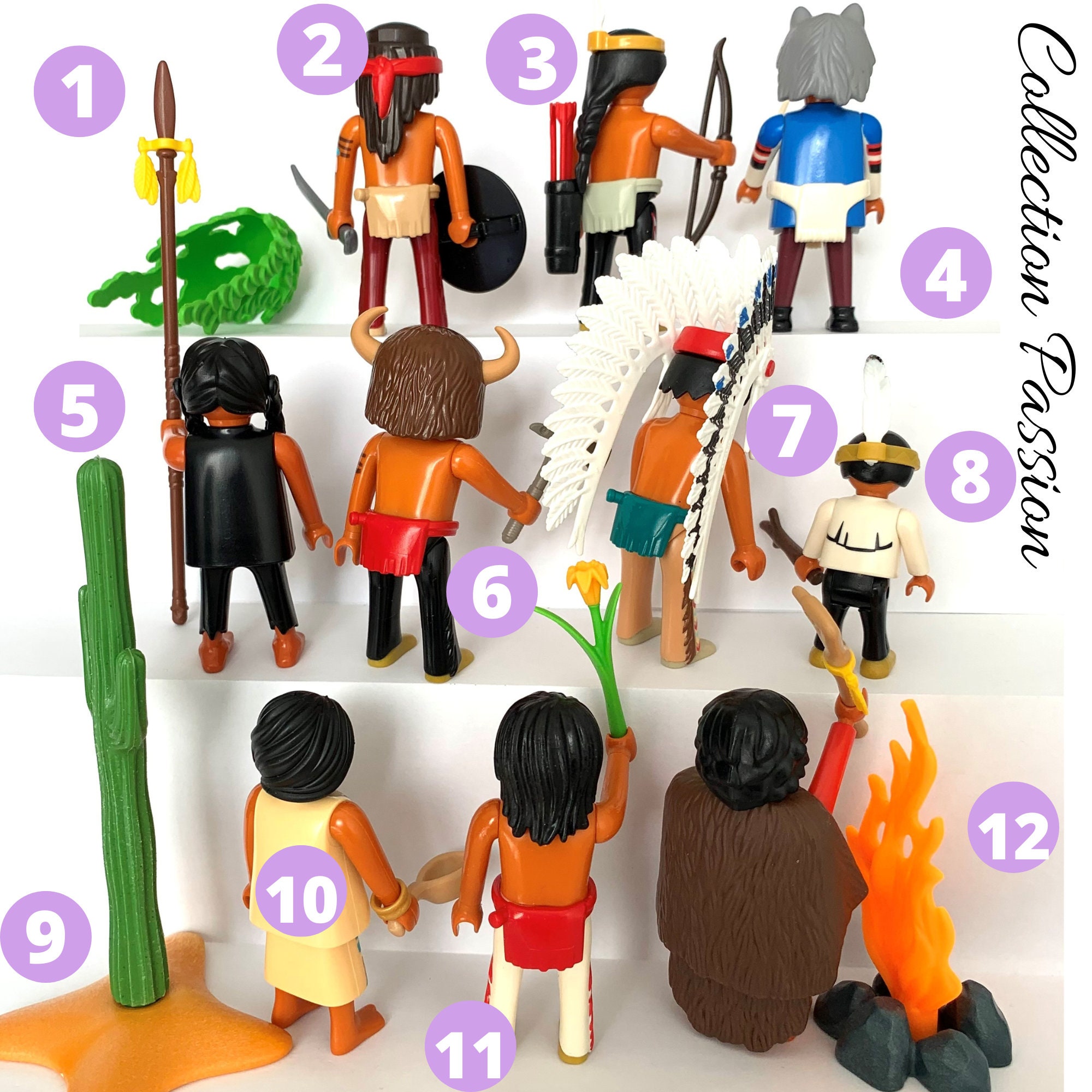 Figurine Playmobil Indiens / Western Vintage Avec Arc, Flèches Et Cheval - Jouet D'occasion