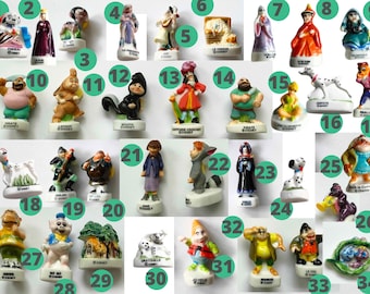 French FEVES DISNEY miniature figure, mini ceramic figurines, King cake perfect decor for birthday cupcakes topper, Dwarf, Mulan, Peter Pan