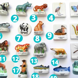 Feve PANDA RHINOCEROS Animal, miniature porcelain mini figure, ceramic tiny porcelain, Cake topper, miniature bear decoration WWF jungle