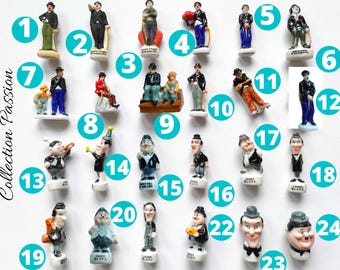 CHAPLIN, LAUREL HARDY Elija 1 frijol miniatura de porcelana mini figuras Actor de cine mudo cerámica pequeña porcelana, Decoración de tartas