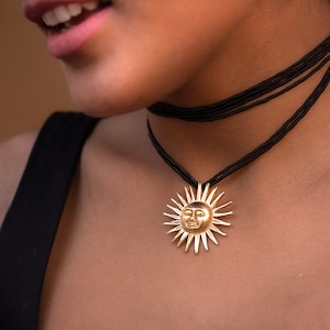SUN king pendant in gold. Handmade piece tribute to our sun and its energy