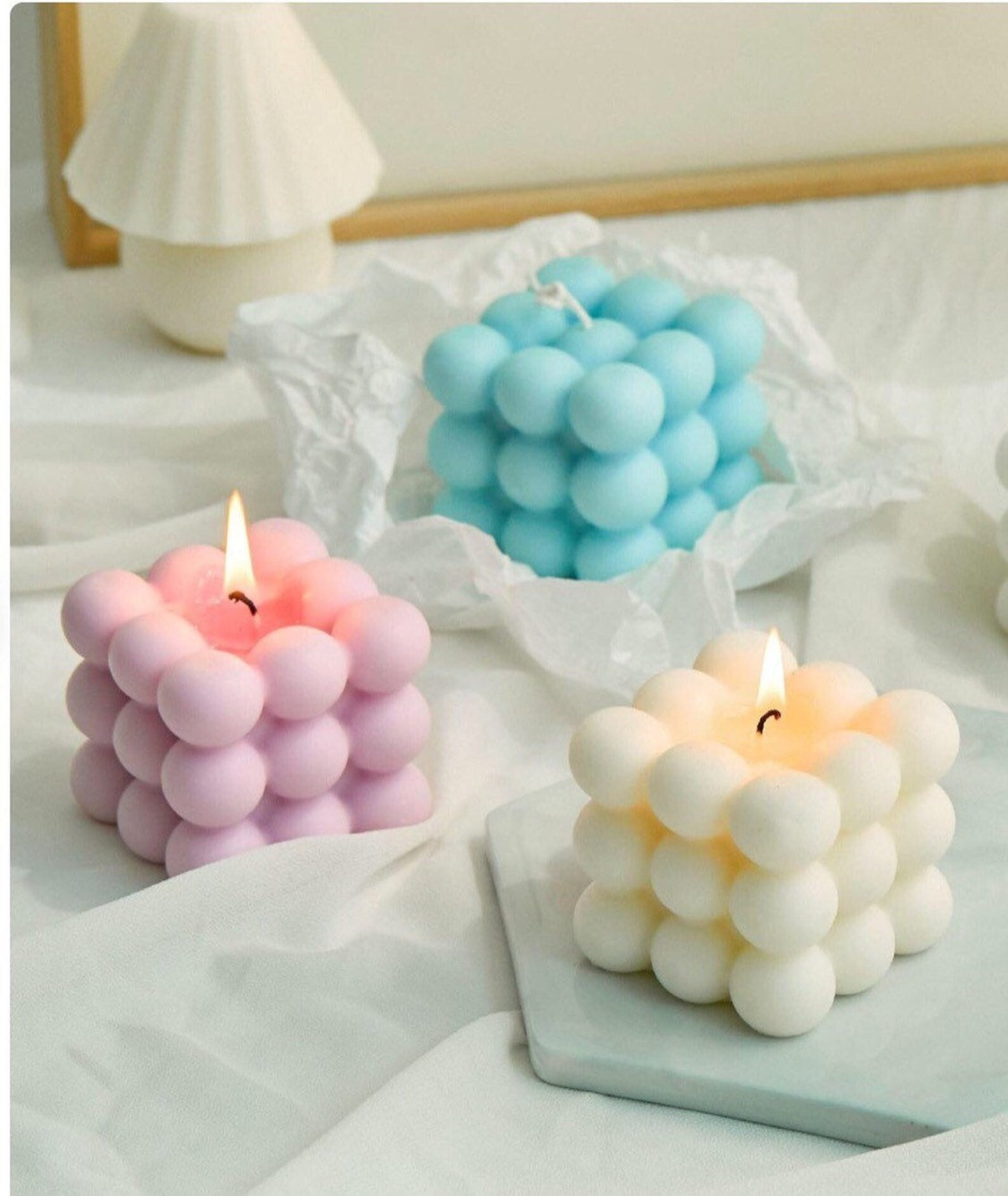 Silicone Candle Bubble Mold Circle Square Hand making DIY Kit Etsy