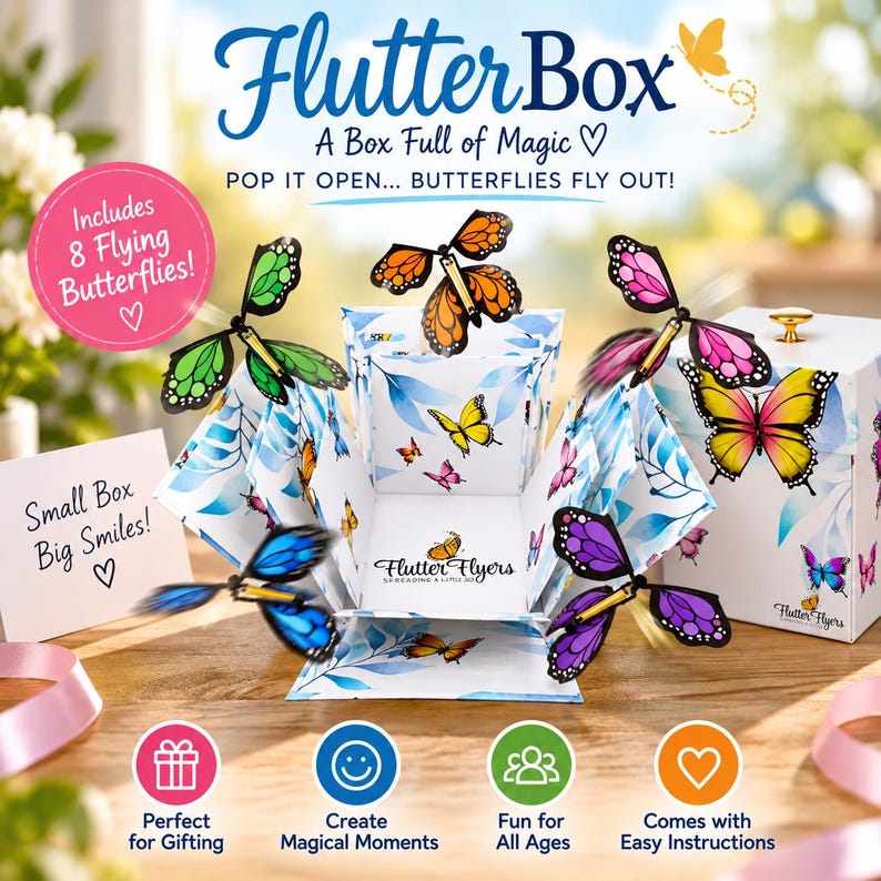 Pattern Explosion Designs Butterfly Explosion Gift Box With Flying Butterflies, Monarch Butterfly ...