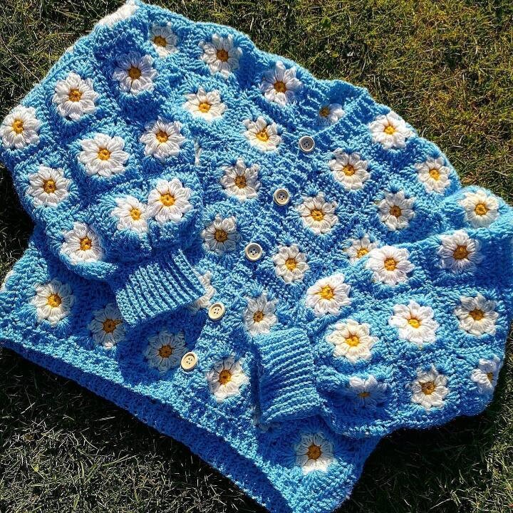 Blue Sky Daisy Cardigan pattern Only - Etsy