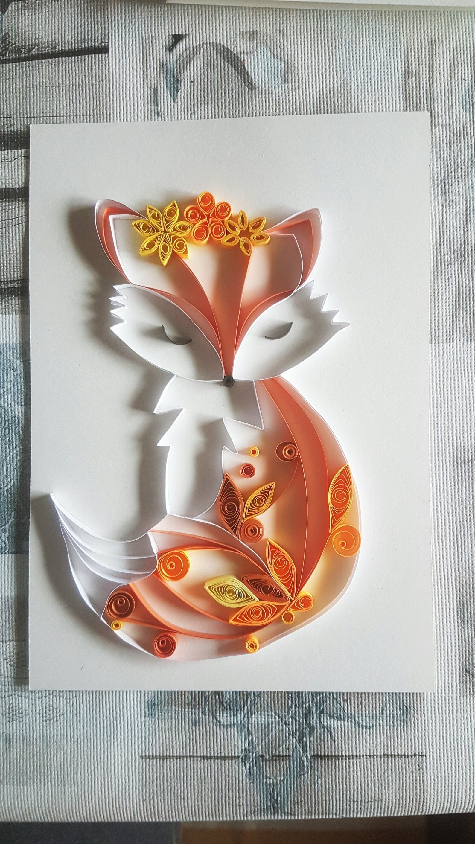 Quilling Picture Card Paper Art Fox Fox Forest Gift Handmade Etsy