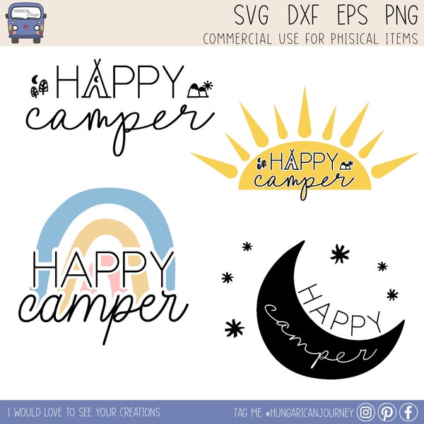 Happy Camper Bundle SVG file, Camping svg, Kid camping svg, Camping chair svg, Camping friends svg, Camping life svg, RV sign, trailer decal