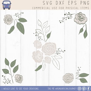 Vintage rose SVG files and clipart for wedding invitations, cards and signs, Rose flower Svg, Rose SVG for Cricut, Wedding SVG bundle,