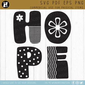 Retro Hope SVG-bestand, inspirerende SVg-gesneden vijl, kinderkamerwanddecor, kinderkamerprint clipart, Baby SVG-ontwerp, Pasgeboren SVG, positiviteitscitaten