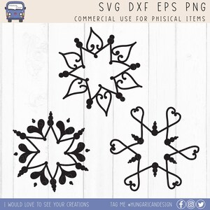 Stars and snowflakes Bundle SVG for Christmas ornaments, Christmas Png, Mandala, Zentangle, Winter Holiday, Xmas wood slice ornaments SVG