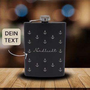 Northern Lights Personalized Hip Flask Northern Germany | North Sea Baltic Sea | Hanseatic city | Hamburg Kiel Rostock | sea | Coast | anchor