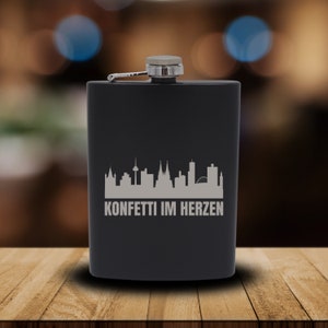Confetti in the heart hip flask | fools | Carnival | Costumes | Alaaf | Carnival | Fasnet | Gift idea | Party | Celebrate | Cologne | Rhineland