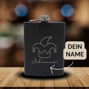 Carnival Personalized Name Hip Flask | fools | Costumes | Alaaf | Carnival | Fasnet | Gift idea | Party | Celebrate | Cologne | Rhineland