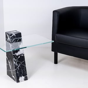 Coffee Table Marble Black Marquinia - Coffee Table in Black Marquinia Marble - Made in Italy