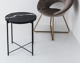 Coffee Table marble Black Marquinia- Tavolino da salotto in marmo Nero Marquinia