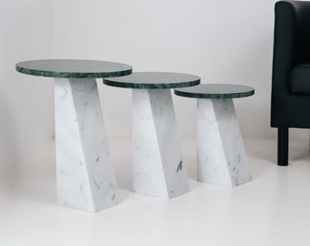 Luxury Coffee tables in White Carrara Marble & Verde Guatemala Marble - ARDEMA - DESIGN