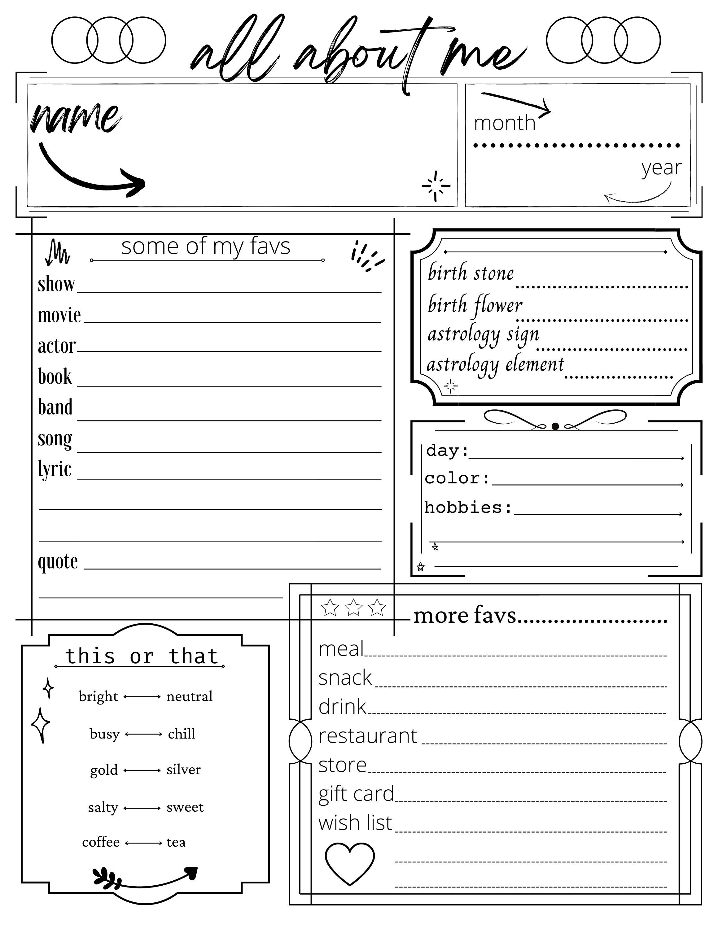 All About Me Printable 3 - Etsy