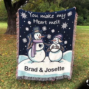You Make My Heart Melt Custom Woven Blanket |  Anniversary Throw Blanket, Couple Things Custom Tapestry, Personalized Gifts, Cozy Decor, 339