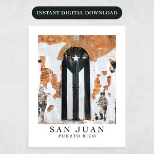Old San Juan, Puerto Rico - Flag Door Poster, Wall Art, Print, Photo - Instant Digital Download