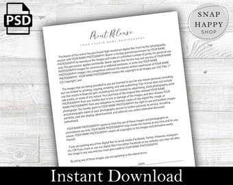 Print Release Form Template, Photography Template, Business Template, Photographers, Business Template