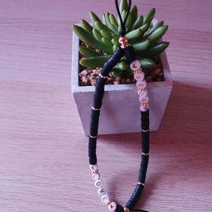 Joyas de teléfono personalizables * grigri * joyería del teléfono * cable portátil * negro * corazón * oro * joyas de teléfono personalizadas * primavera * verano