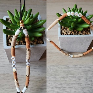 Joyería de teléfono personalizable * grigri * joyería del teléfono * cable portátil * marrón * blanco * joyería de teléfono personalizada * primavera * verano