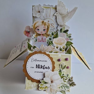 Felicitatiekaart voor de gemeenschap, wenskaart, baby, cadeau voor de eerste gemeenschap, 3D-weergave