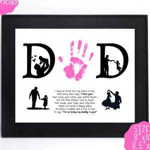 Vatertag Handabdruck Handwerk, druckbare Vatertag Handwerk, Tochter Papa Handwerk, Andenken für Papa, Baby Handabdruck Kunst, Papa Karte von Tochter